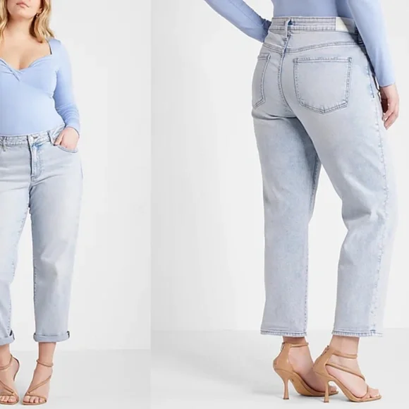 Express Mid Rise Blue Tinted Boyfriend Jeans Brand New With Tag 🏷 - Picture 14 of 16